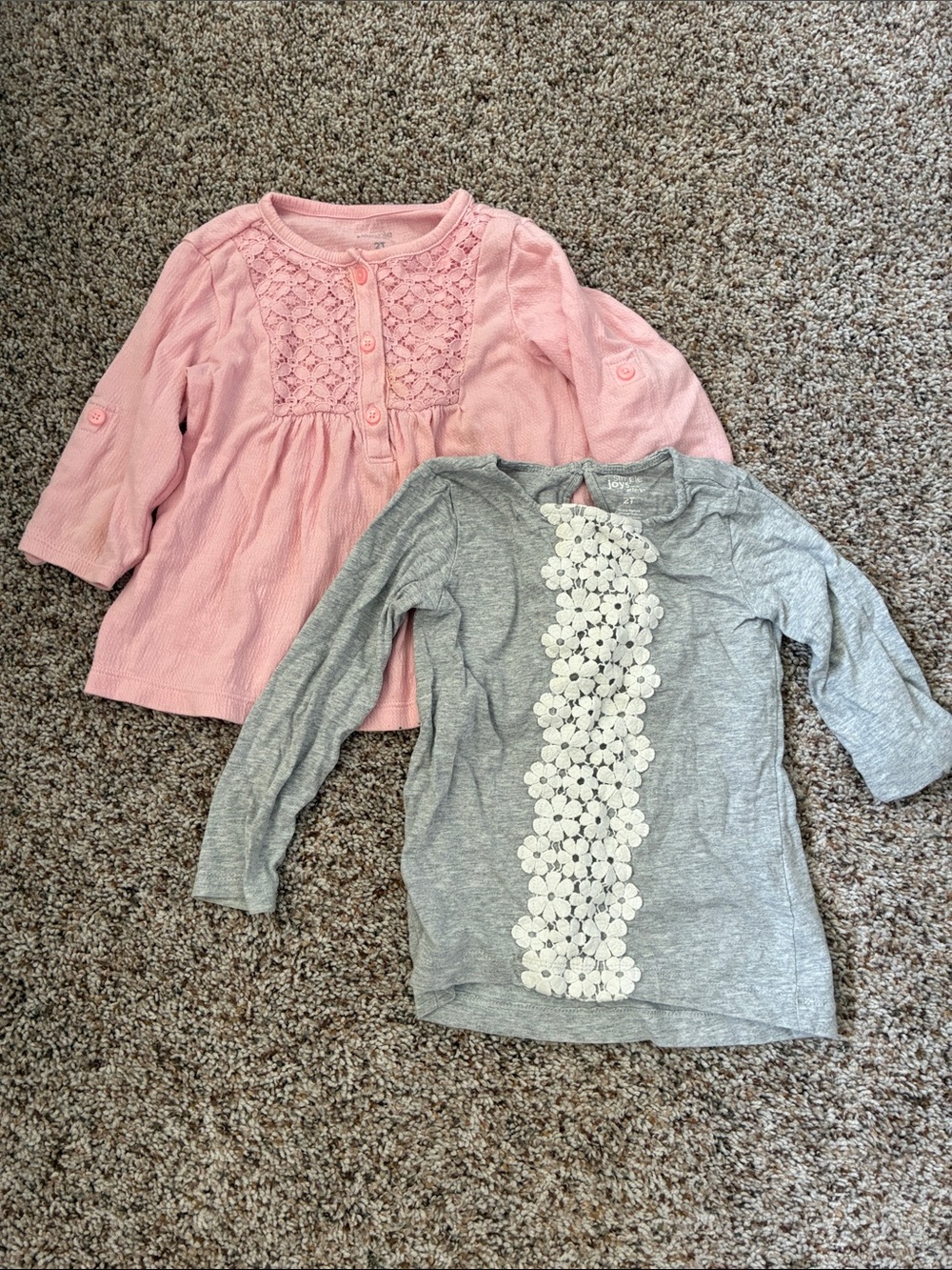 Girls Long Sleeve Knit Top Set in Pink and Gray